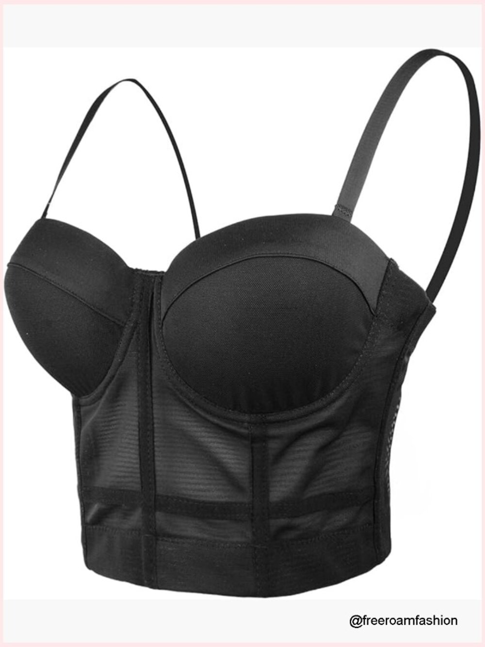 Mesh Bustier Crop Top Push Up Corset with Underwire and Hook & Eye